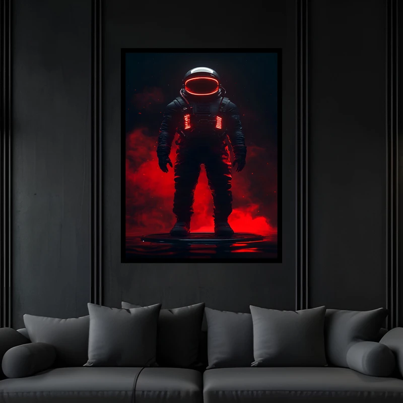 تابلو بکلیت طرح دکوری فضا و کهکشان فضانورد مدل B-bu7231 فریم مشکی