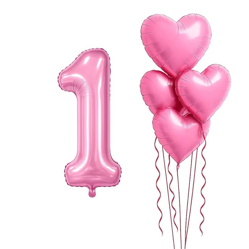 بادکنک فویلی مدل قلب و عدد 1 KP-10 بسته 5 عددی
