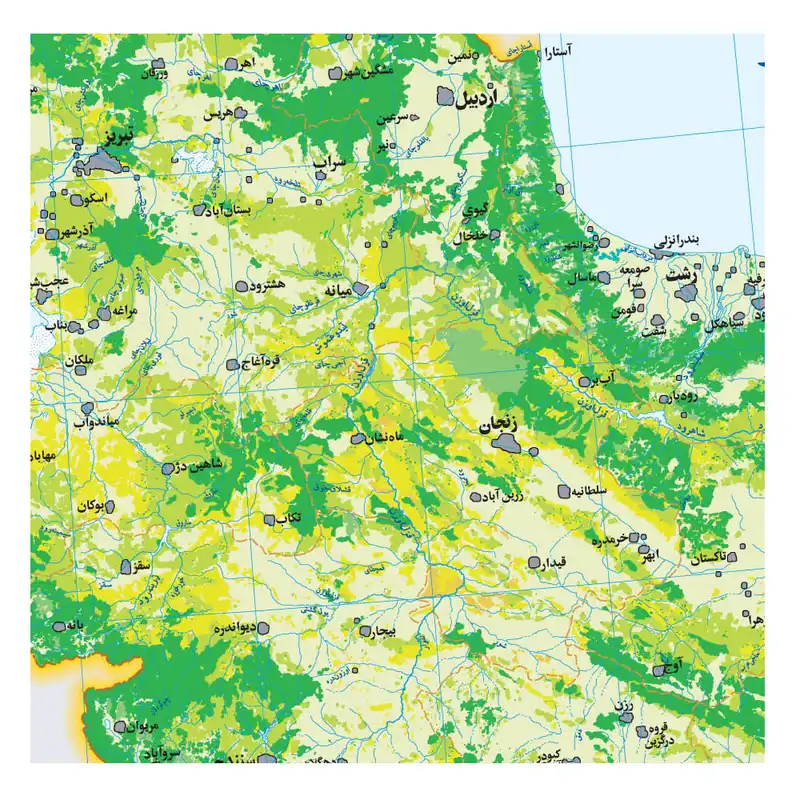 نقشه راهنمای پوشش گیاهی و محیط زیست ایران گیتاشناسی نوین کد 1623 L