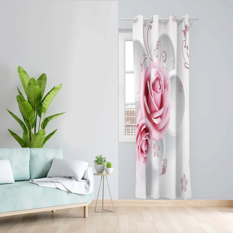 پرده طرح گل رز مدل مخمل پانچی کد 1409 z سایز 140x200 سانتی متر