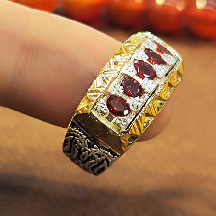 انگشتر نقره مردانه نقره جات بافندگان مدل سنگ یاقوت کد 44