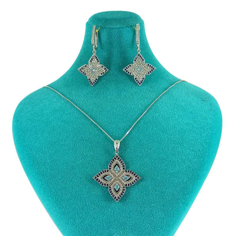 نیم ست نقره زنانه سلین کالا مدل گل کد pc1-1 نیم ست نقره زنانه سلین کالا مدل گل کد pc1-1