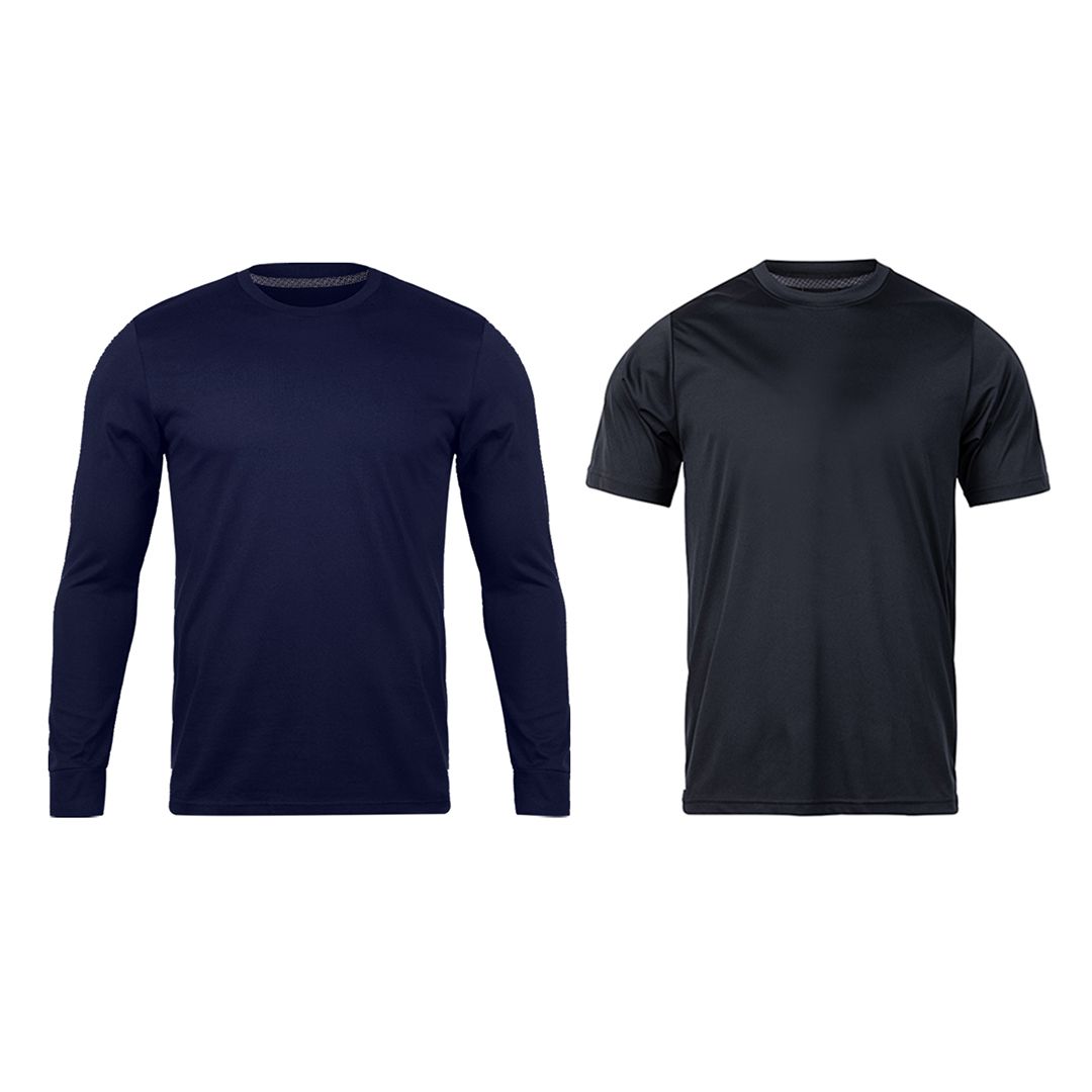 تی شرت آستین بلند مردانه رانژ مدل 22RA21D11M-2915-01 رنگ سرمه ای و مشکی بسته 2 عددی