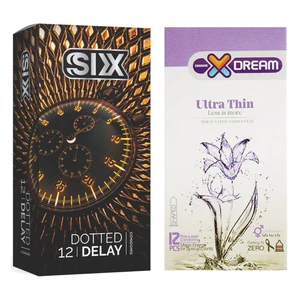 کاندوم سیکس مدل Dotted Delay بسته 12 عددی به همراه کاندوم ایکس دریم مدل Ultra Thin بسته 12 عددی