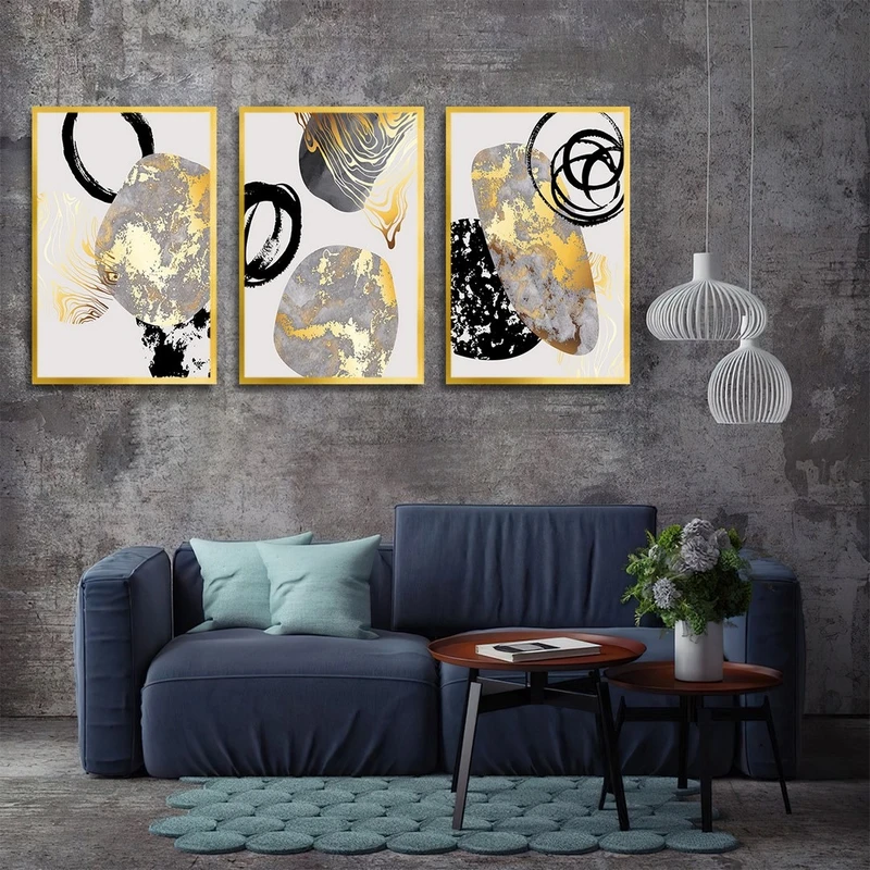 تابلو بکلیت طرح نقاشی انتزاعی مدل T-2496 مجموعه 3 عددی