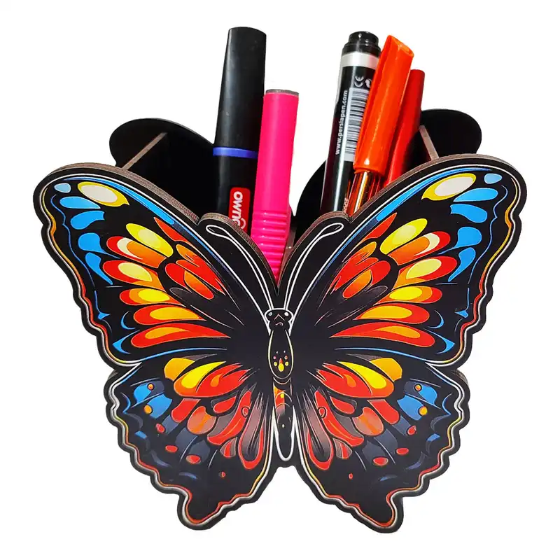 جامدادی رومیزی فاین دکور مدل چوبی آلیس طرح پروانه