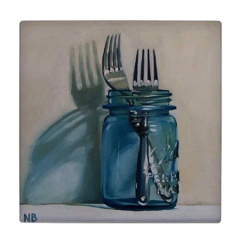 زیر لیوانی طرح نقاشی چنگال و ظرف شیشه ای کد    3853103_1863