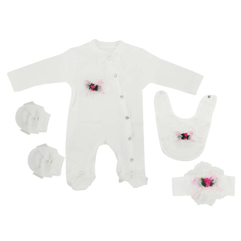 ست 4 تکه لباس نوزادی مدل Ponpon baby کد 05