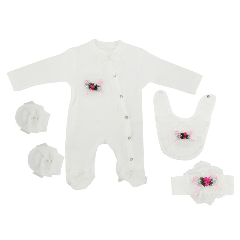 ست 4 تکه لباس نوزادی مدل Ponpon baby کد 05