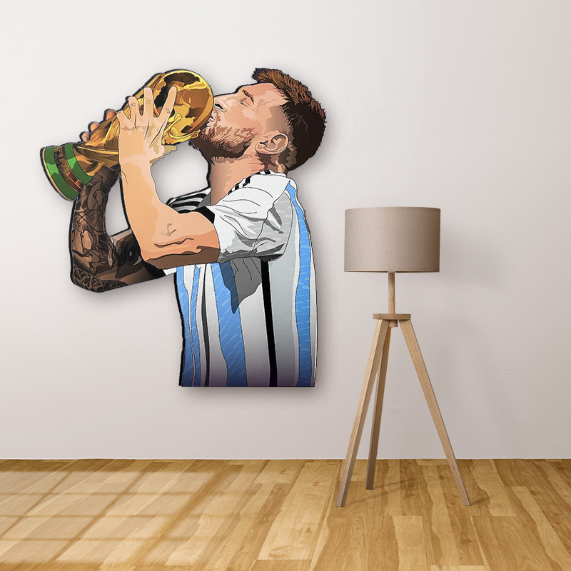 استیکر چوبی کودک دیکوماس طرح قهرمانی و بوسه لیونل مسی بر جام جهانی مدل NWS110