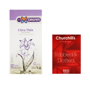 کاندوم ایکس دریم مدل Ultra Thin بسته 12 عددی به همراه کاندوم چرچیلز مدل Hot Gel بسته 3 عددی