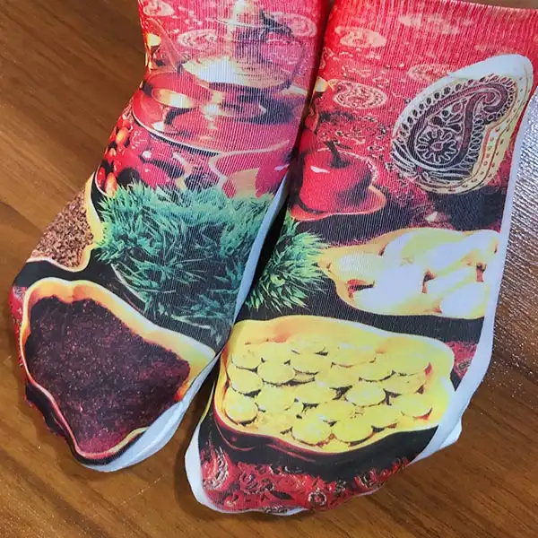 جوراب بچگانه مدل نوروز طرح هفت سین کد Ge2