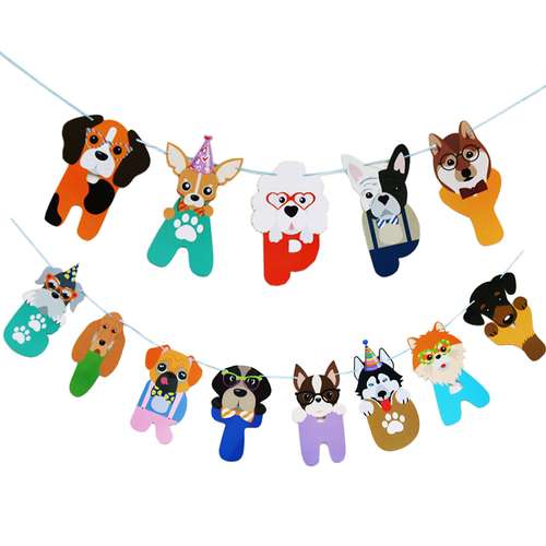  ریسه تولد مدل تولد مبارک طرح سگ های خانگی کد 08