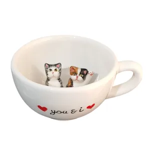 فنجان مدل سوپرایزی طرح گربه های عاشق