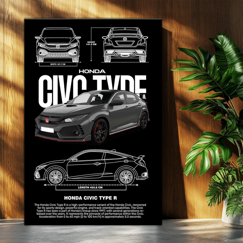 تابلو شاسی بکلیت طرح ماشین و خودرو هوندا HONDA CIVIC مدل T-po1552