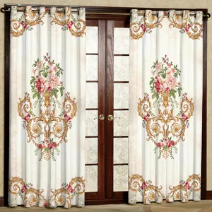 پرده بارمان دکور طرح ترنج مدل هازان پانچی کد 5328 W سایز 140x280 سانتی متر