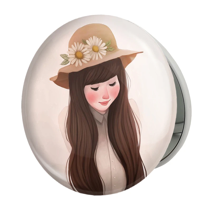 آینه جیبی خندالو طرح دختر مدل تاشو کد 5506 