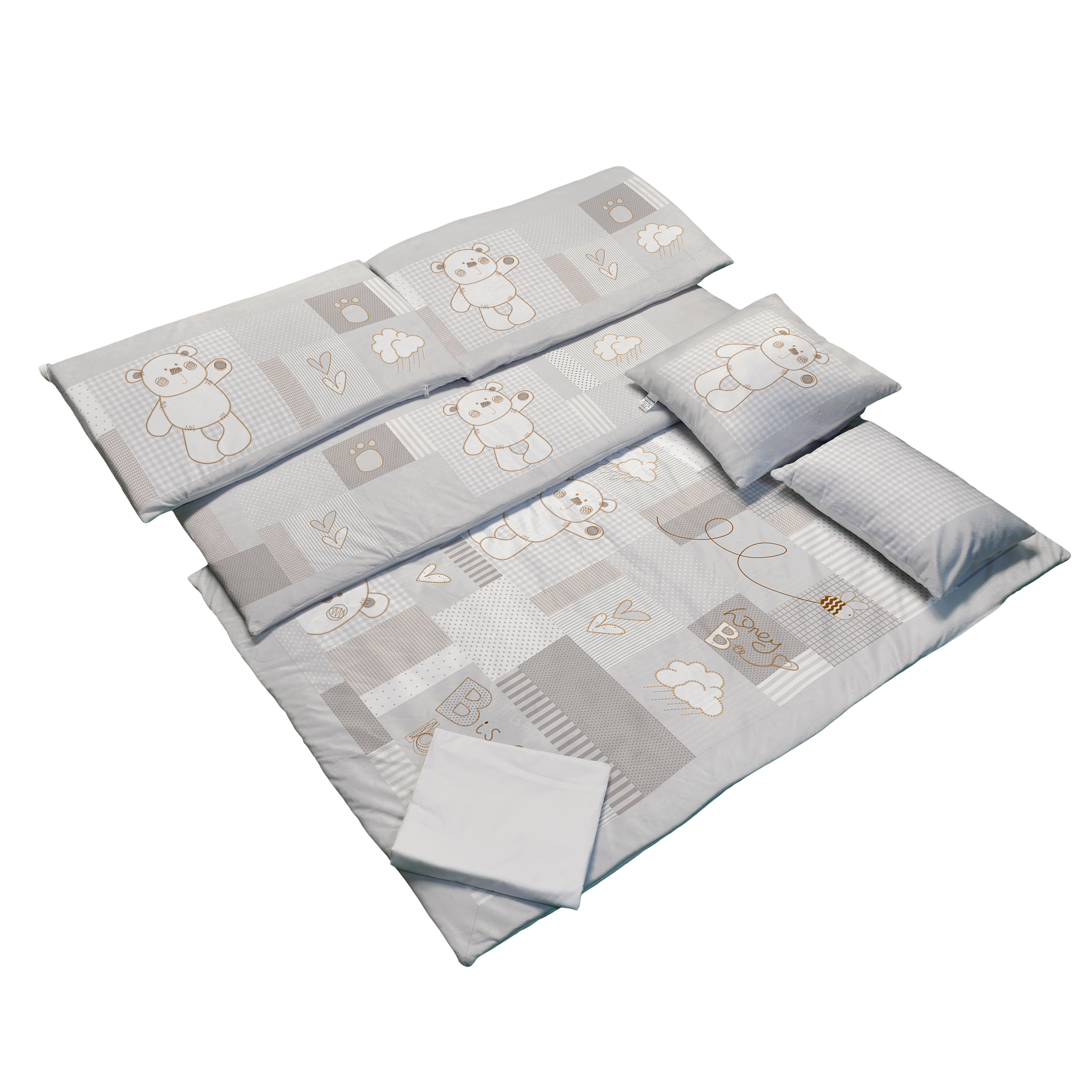 سرویس روتختی 7 تکه کودک مامزکیوتی مدل چهل تکه طوسی SK37