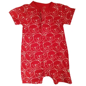 سرهمی نوزادی مدل خرس رنگ قرمز