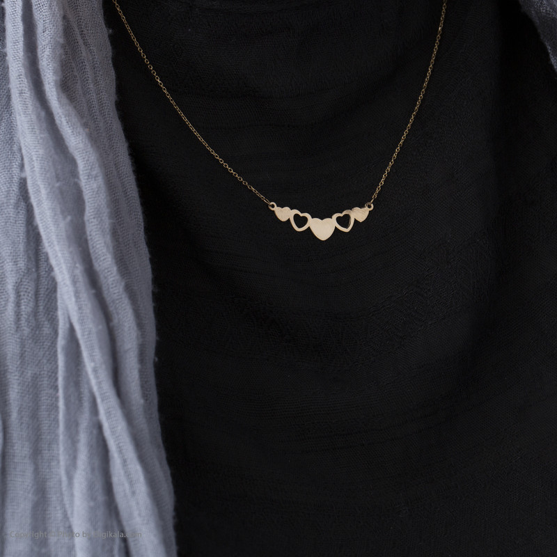 گردنبند طلا 18 عیار زنانه ماهک مدل MM0357 طرح پنج قلب