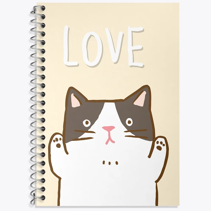 دفتر زبان 50 برگ خندالو مدل دو خط طرح گربه کیوت کد N1366