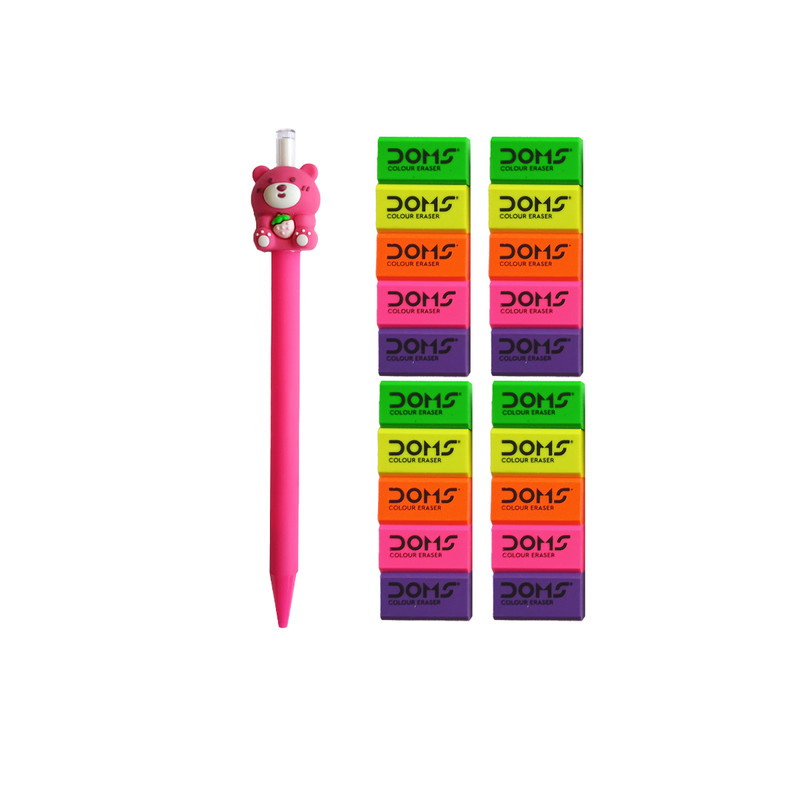 پاک کن دامس مدل رنگی کد 35 به همراه مداد نوکی مجموعه 21 عددی