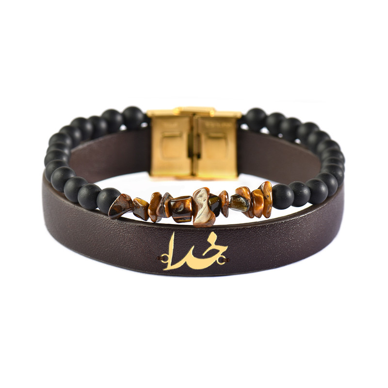 دستبند طلا 18 عیار مردانه فرشته طرح خدا کد UBCHL0005-0003