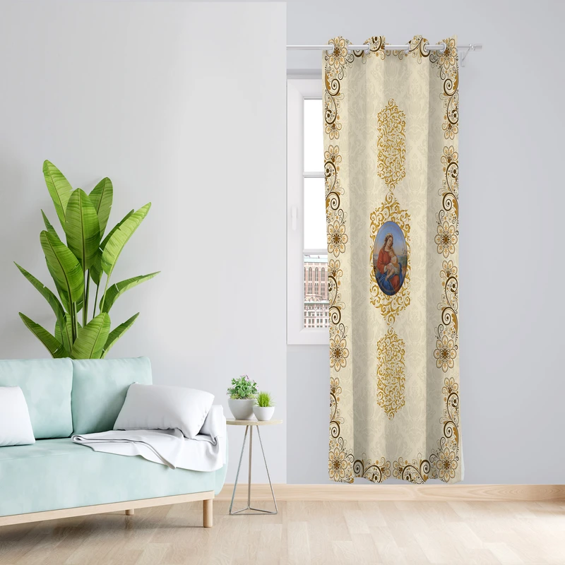 پرده طرح مادر مدل مخمل پانچی کد 1810 z سایز 140x200 سانتی متر