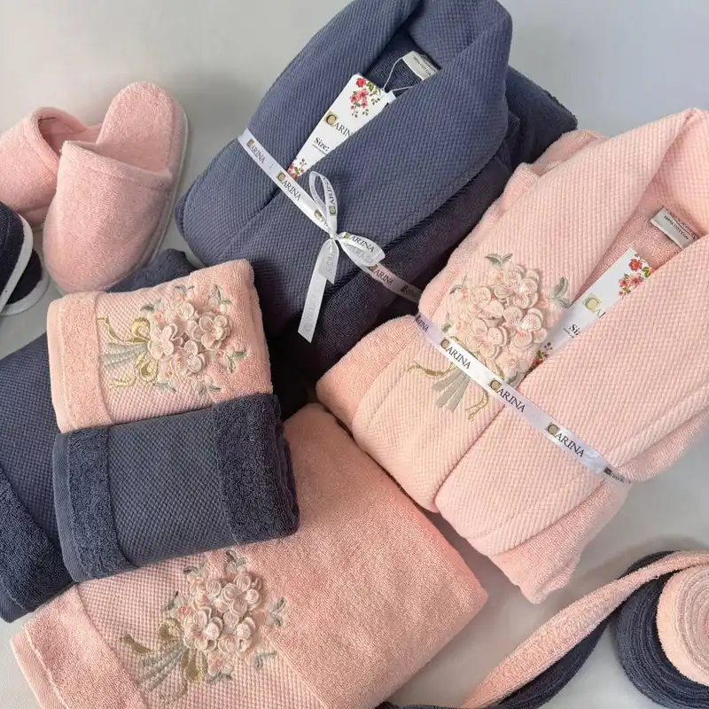 سرویس حوله پالتویی 8 تکه کارینا مدل ویولدن کد 03