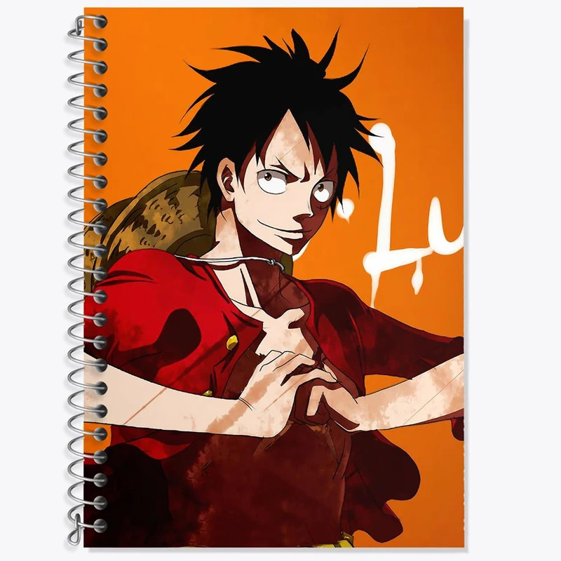 دفتر زبان 50 برگ خندالو مدل دو خط طرح لوفی انیمه وان پیس One Piece کد 17260