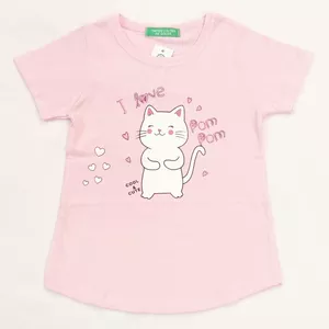 تی شرت آستین کوتاه دخترانه مدل 3545 گربه