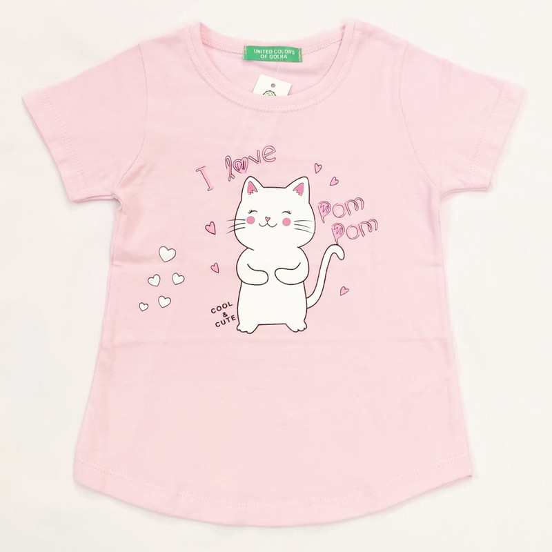 تی شرت آستین کوتاه دخترانه مدل 3545 گربه