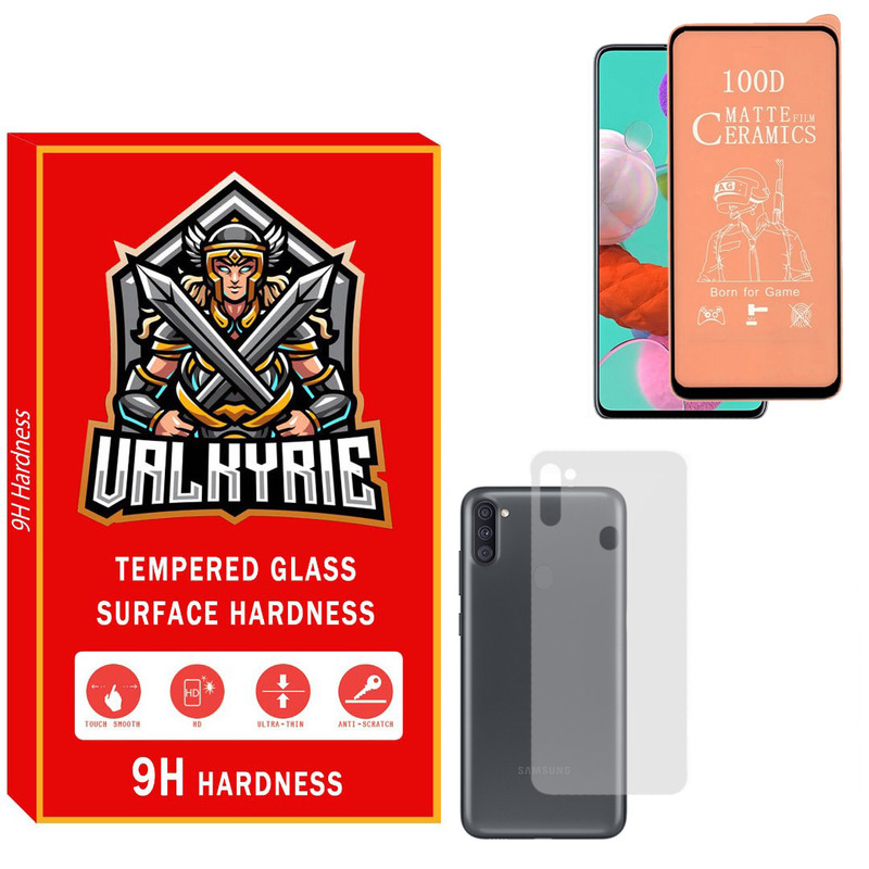 محافظ صفحه نمایش سرامیکی مات والکری مدل CRBKV_01 مناسب برای گوشی موبایل سامسونگ Galaxy A11 به همراه محافظ پشت گوشی