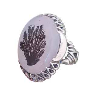 انگشتر نقره مردانه مدل عقیق شجر کد 92