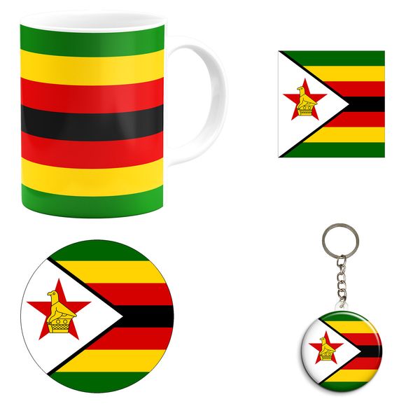 ست هدیه ماگ طرح پرچم زیمبابوه مدل Zimbabwe کد M1