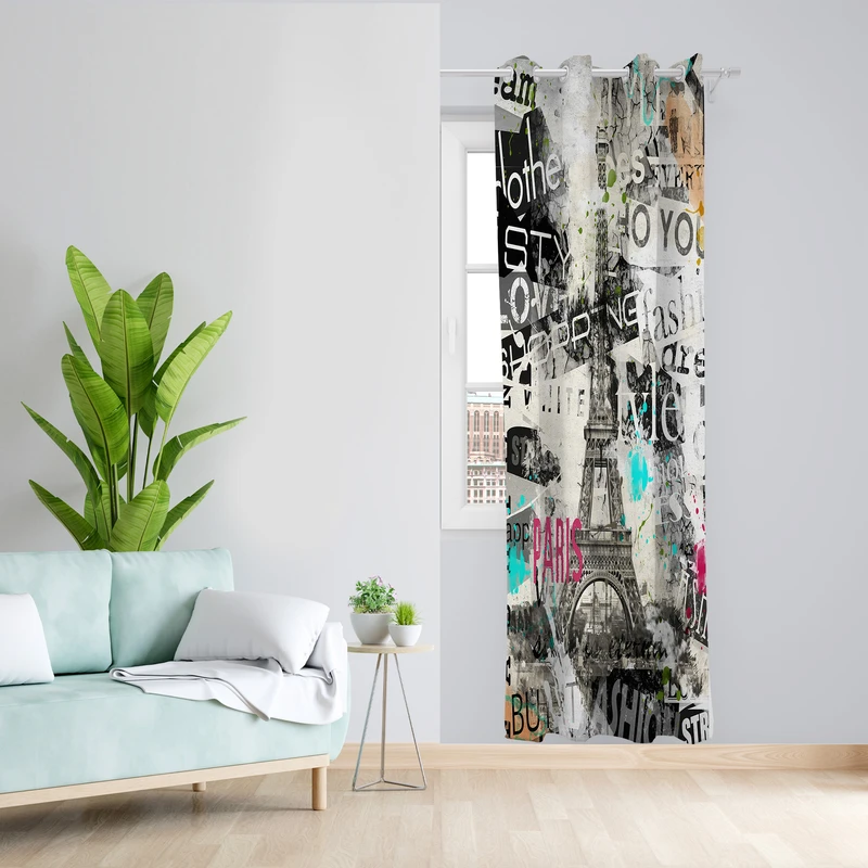 پرده طرح ایفل مدل مخمل پانچی کد L 1052 Z سایز 140x200 سانتی متر