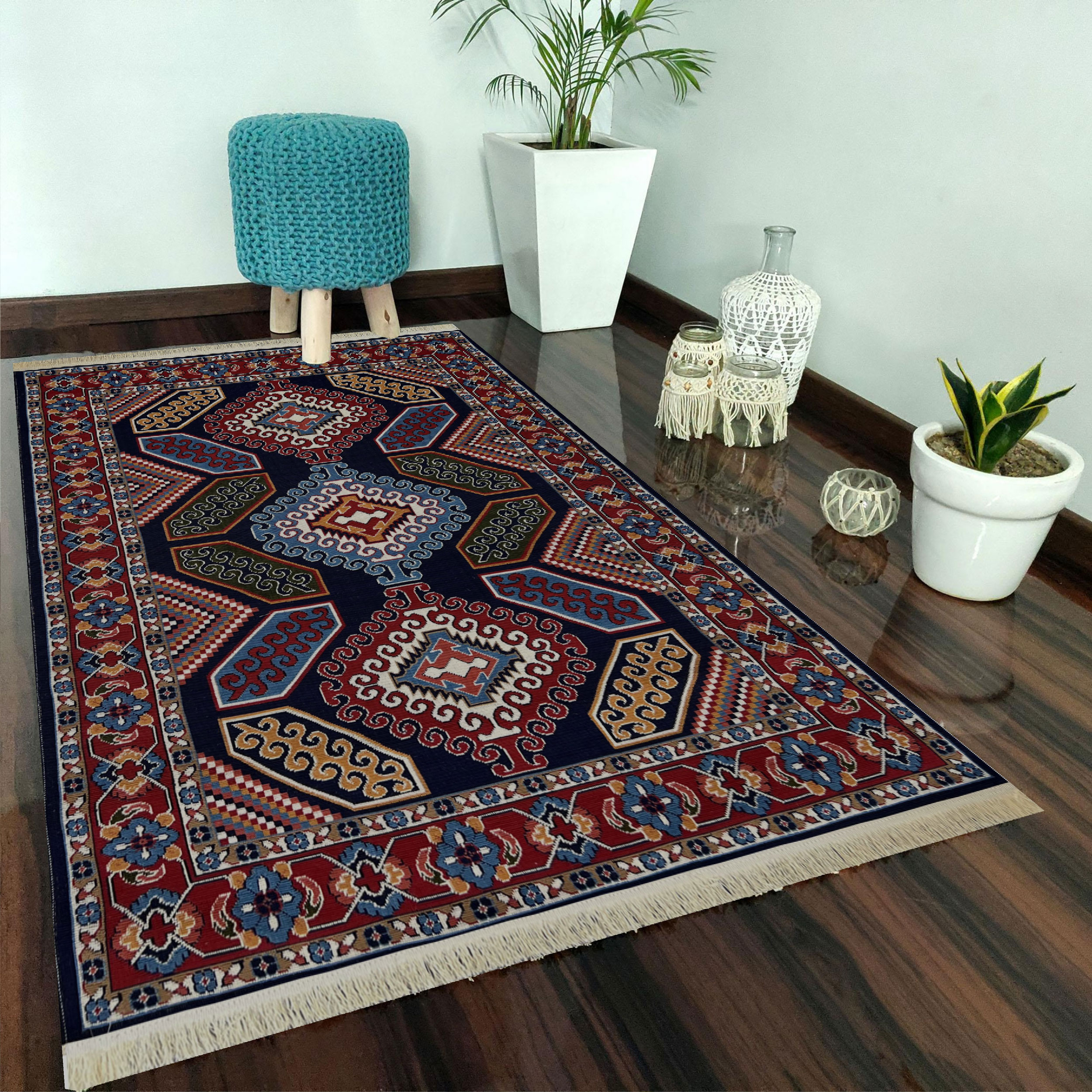 گلیم ماشینی جزیره طرح نقشینه