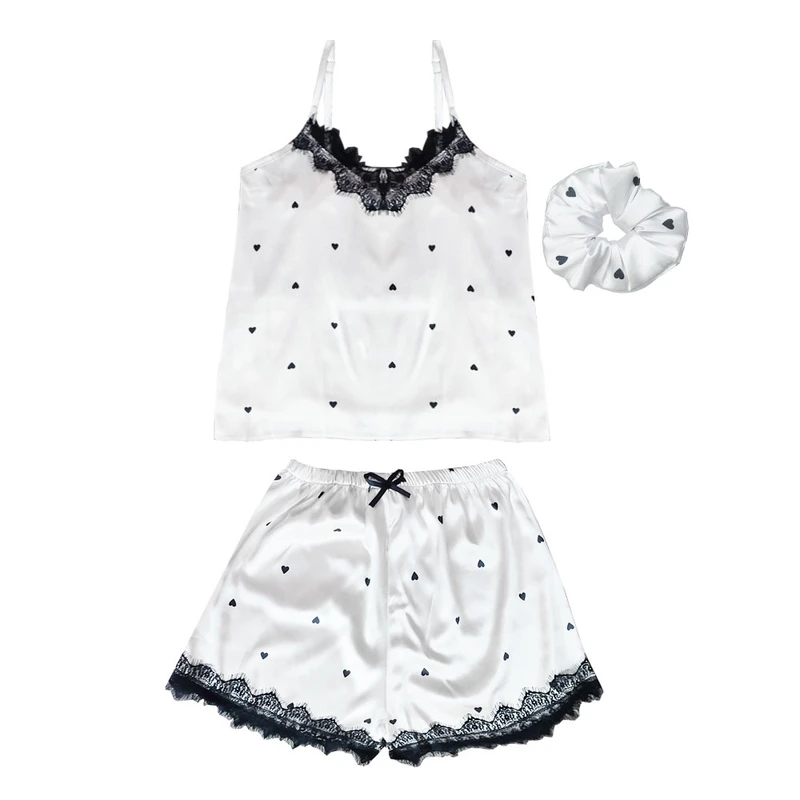 لباس خواب زنانه آنی لوکس مدل لیا طرح قلب کد 66508L به همراه اسکرانچی