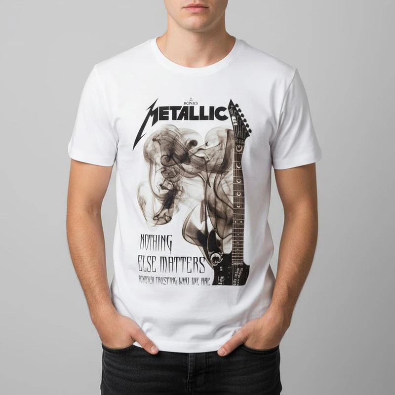 تیشرت مردانه روناس طرح متالیکا کد 307000601 رنگ سفید