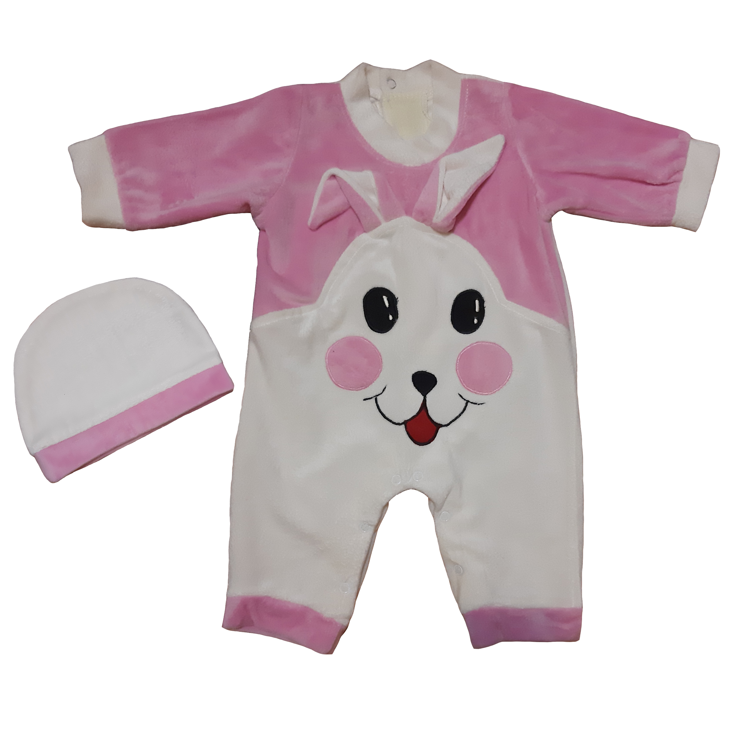 ست سرهمی و کلاه نوزادی مدل خرگوش