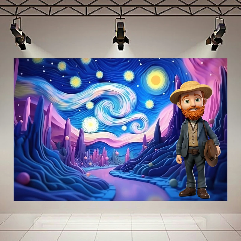 تابو بوم طرح مخمل نقاشی شب پرستاره ونگوک مدل انیمه کد PD1778