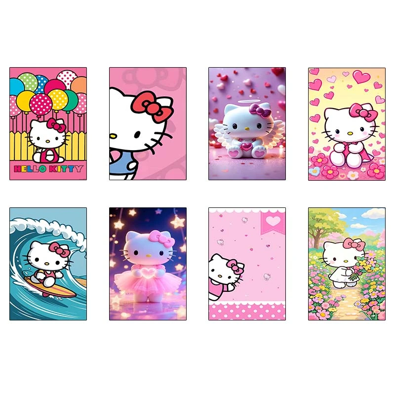 پوستر کارنيکا طرح هلو کیتی hello kitty کد 50404 مجموعه 8 عددی