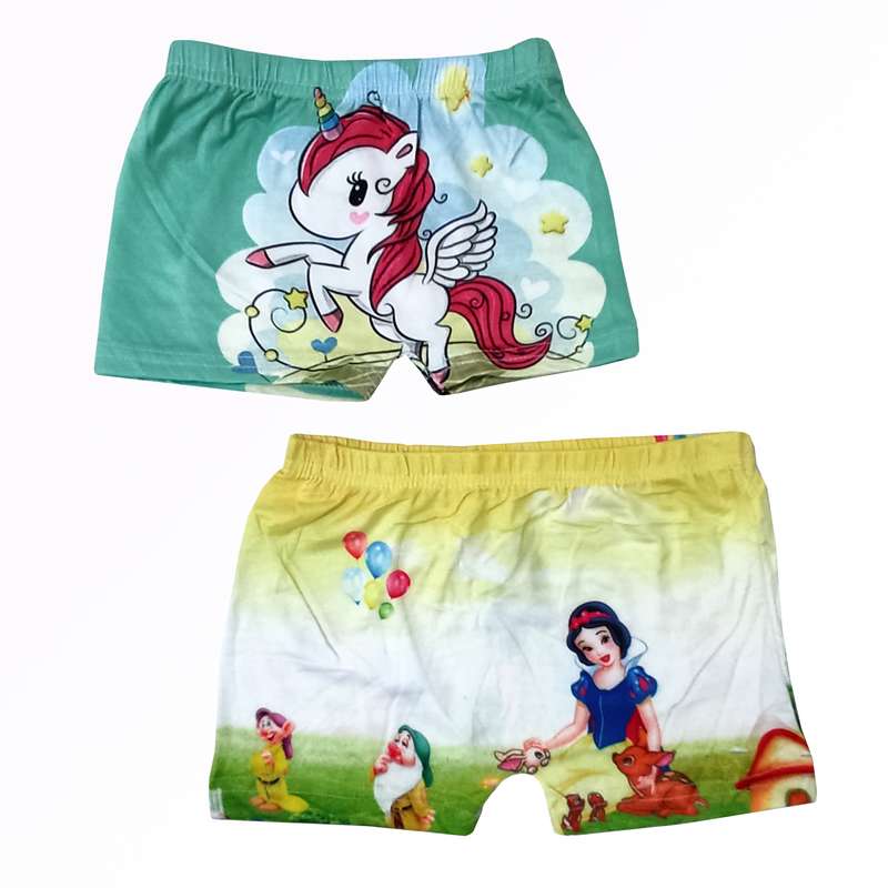 شورت دخترانه مدل یونیکورن و سفید برفی کد 0444 مجموعه 2 عددی