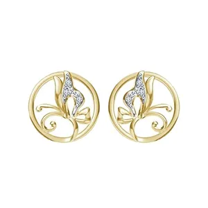  گوشواره طلا 18 عیار زنانه قیراط طرح پروانه کد GH803