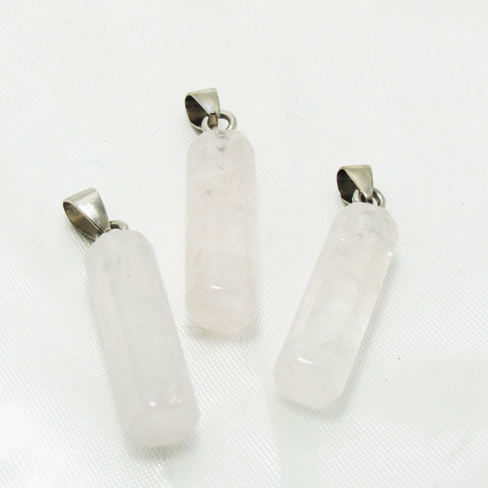 آویز گردنبند مدل استوانه سنگ کوارتز