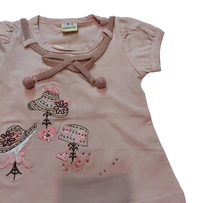 بلوز آستین کوتاه نوزادی مدل مجلسی کد ASH652