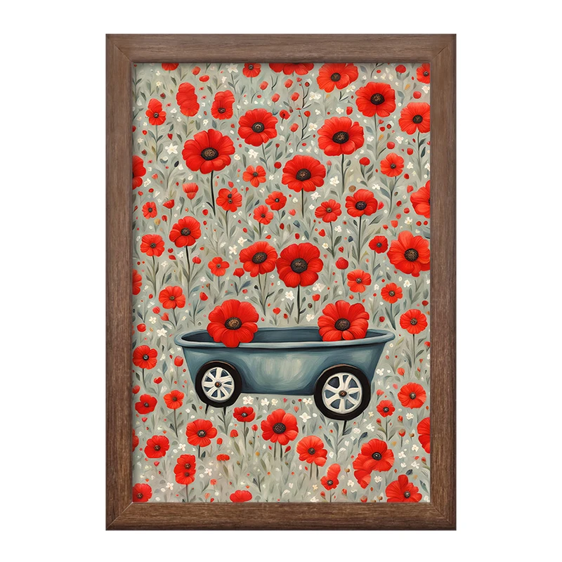 تابلو خندالو طرح کلاسکه گل قرمز کد F2979