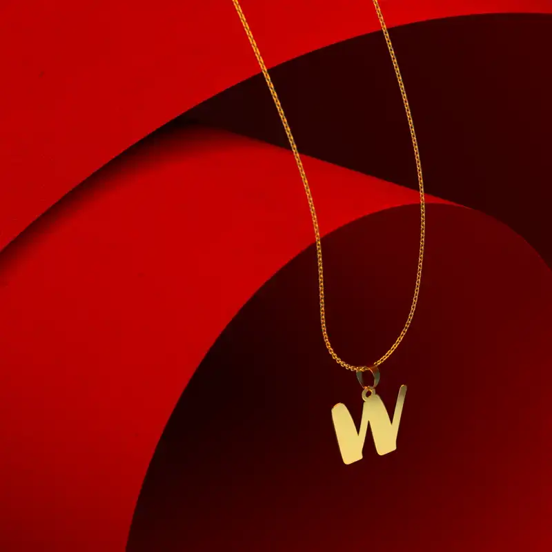گردنبند طلا 18 عیار زنانه مدوپد مدل حرف W کد H3-1-1054