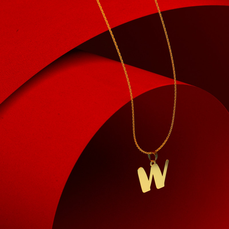 گردنبند طلا 18 عیار زنانه مدوپد مدل حرف W کد H3-1-1054