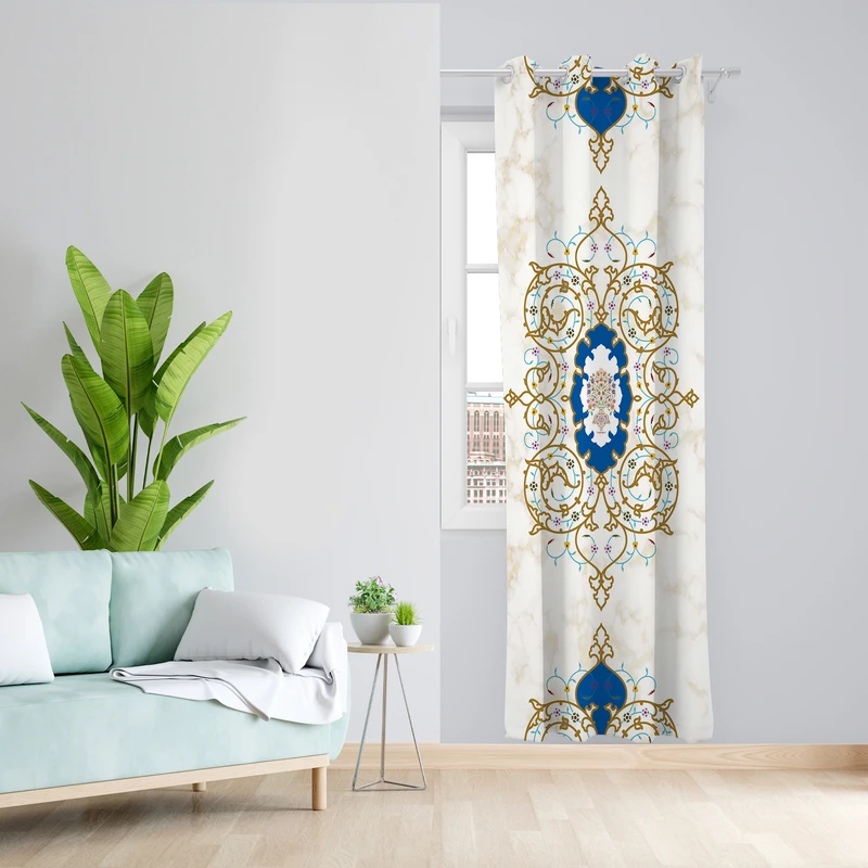 پرده طرح ترنج مدل مخمل پانچی کد 4229 z سایز 140x200 سانتی متر